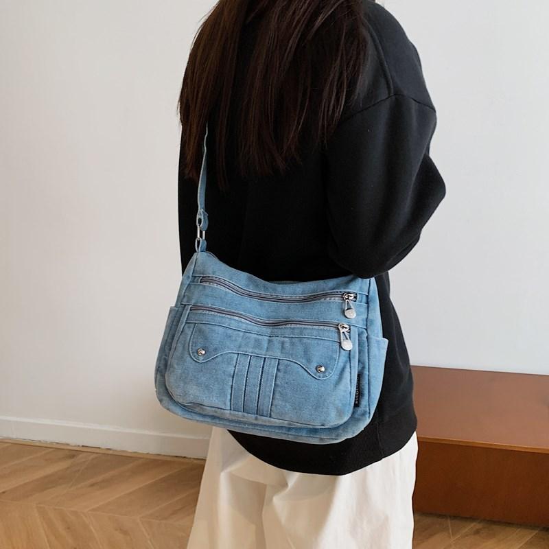 Casual Denim Crossbody Bag Women's Lightweight Commuter Shoulder Bag Fashionable New Style Versatile Korean Design