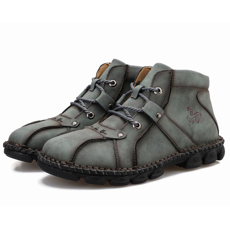 Handmade Leather Casual Shoes For Men Sneakers Men Flat Footwear Leather Boots Men Ankle Outdoor Walking Plus Size 38-48