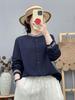 Women's Ethnic Embroidered Double-Layer Gauze Stand-Collar Long-Sleeve Shirt - Spring 2026 Collection