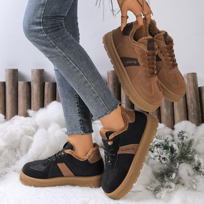 Retro Women's Shoes, New Fleece and Thickened Snow Cotton Shoes, Casual Board Shoes