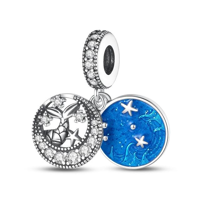 FitNew Original Bracelets 100% 925 Sterling Silver Oecan Blue Sea Turtle Starfish Mermaid Charms Beads DIY Jewelry Making