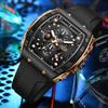 Men Watch Fashion Business Watch Men Square Black Silicone Luminous Waterproof Quartz Wrist Watches For Men Montre Homme