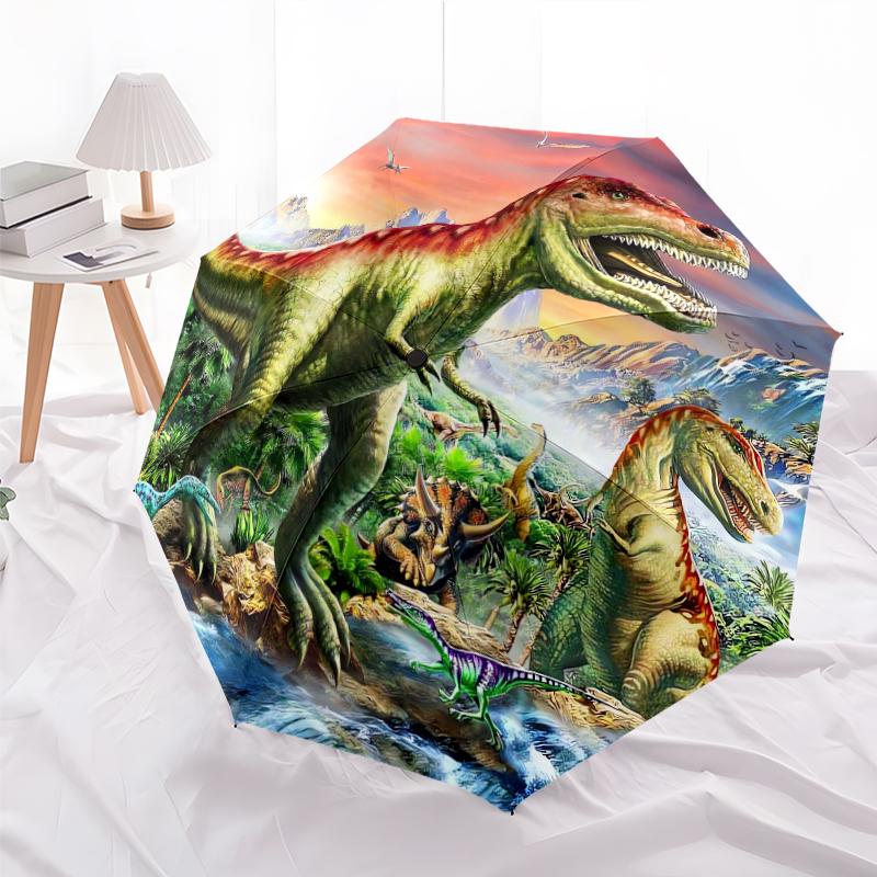 1 PC Automatic Folding Umbrella - Dinosaur Pattern, Portable & Foldable Design with 8 Ribs, Christmas Birthday Gifts