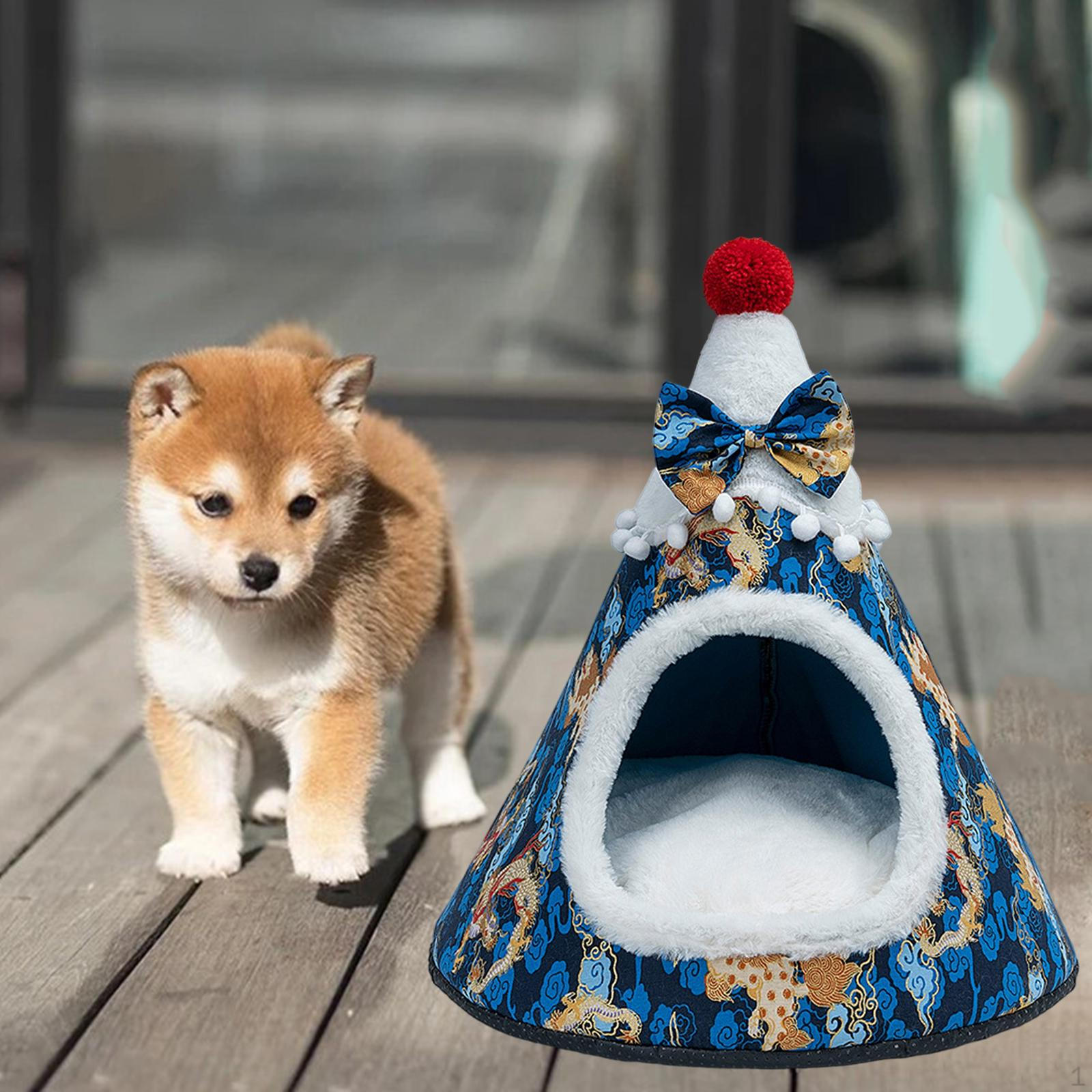 

for Indoor Cats - Bed Cat Tent with Removable Washable Cushioned Pillow, Soft and Self Kitten beds, Blue S