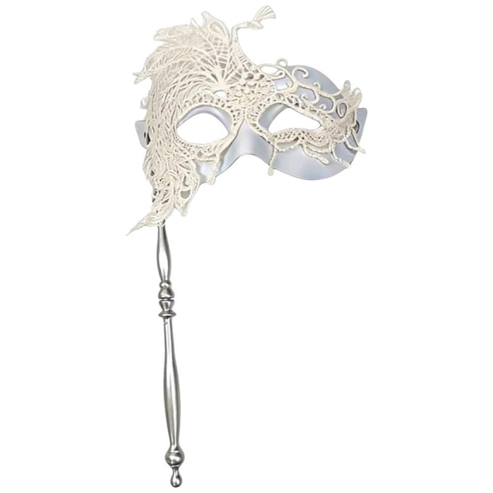 

Half-face Handheld Masquerade Masks Masquerade Ball Props with Stick Lace Peacock Mask Carnival Party Costume Party Deecor белый