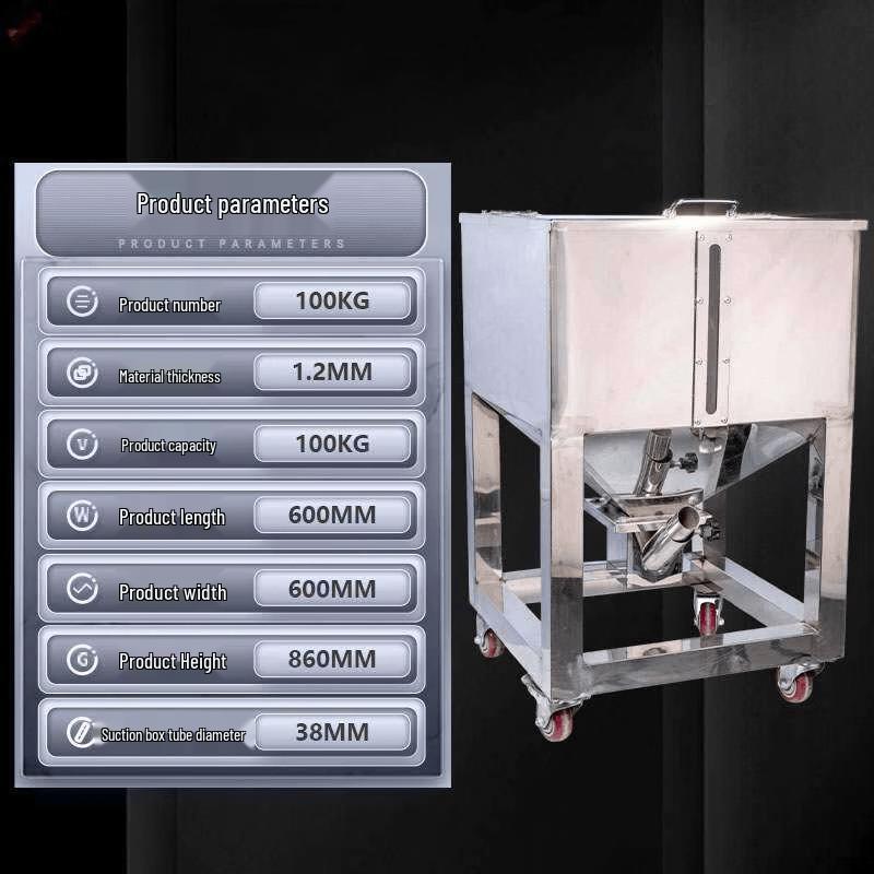 100KG Square Stainless Steel Mobile Storage Bin