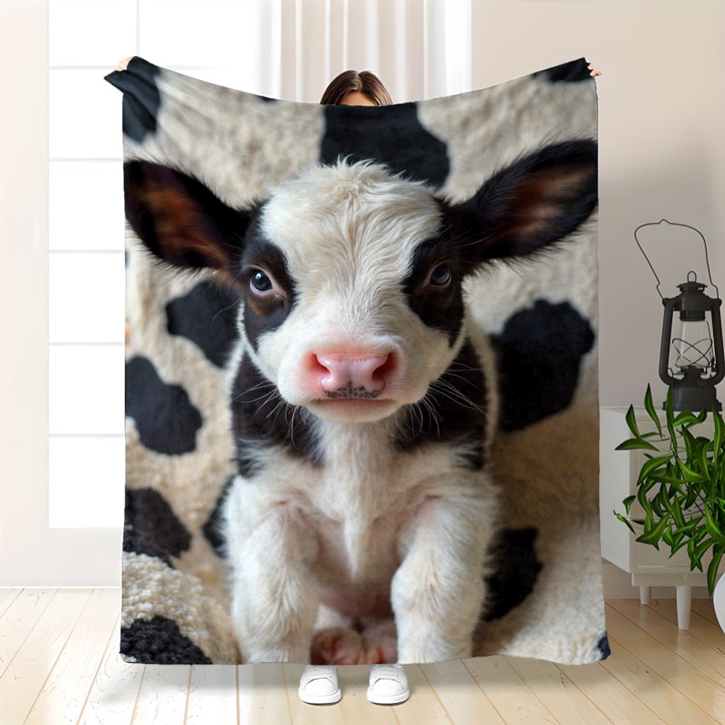 

Уютный Фланелевый Плед с Принтом Коров - Тяжелый Мягкий Теплый Флисовый Плед с Восхитительным Дизайном Морды Коровы, Все- 30x40in