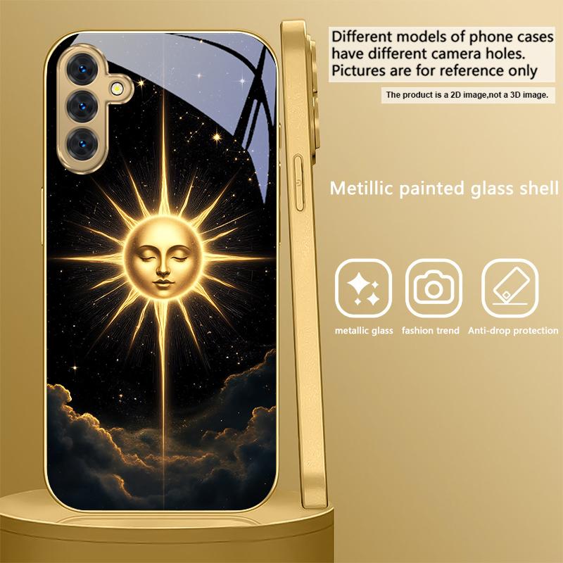 Mysterious Black Cat For Samsung Galaxy S26 S20 FE S21 S22 S23 Plus S24 Ultra S25Ultra S21+  S22Plus Golden Glass Phone Case