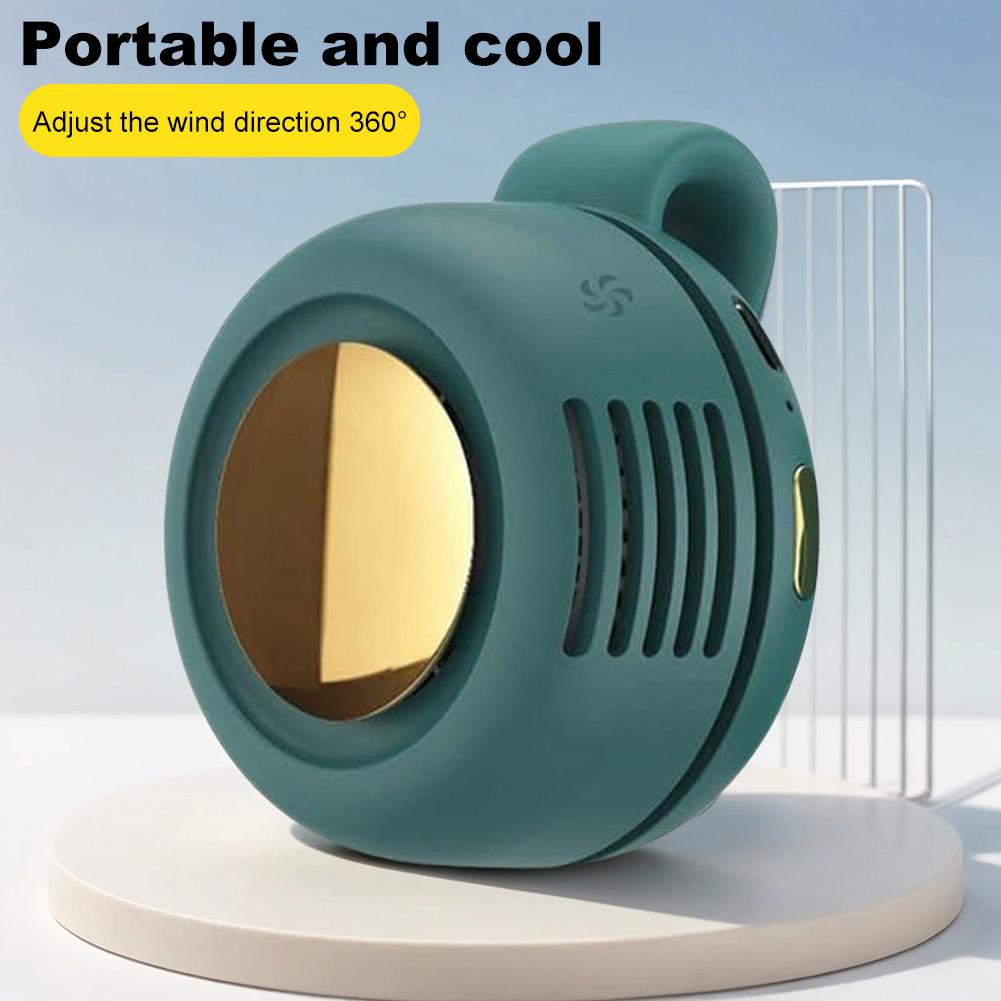 USB Hanging Neck Fan Portable Mute Mini Clip Hanging Waist 360°Adjustable Electric Fan 900mah Leafless Fan 3 Speeds for Outdoor