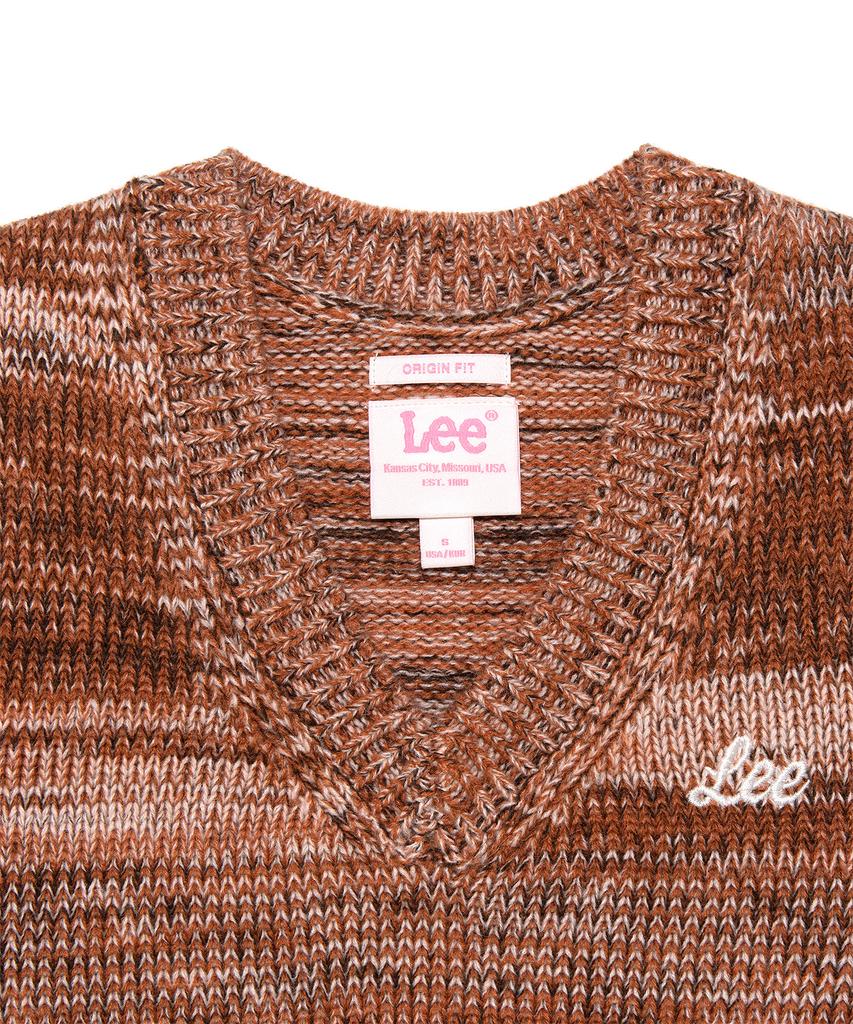 LEE Women'S Wool V-Neck Mix Knit Brown