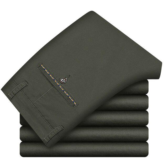 

Мужские классические повседневные брюки больших размеров, деловые эластичные брюки, мужские брендовые зеленые, хаки, черные 42