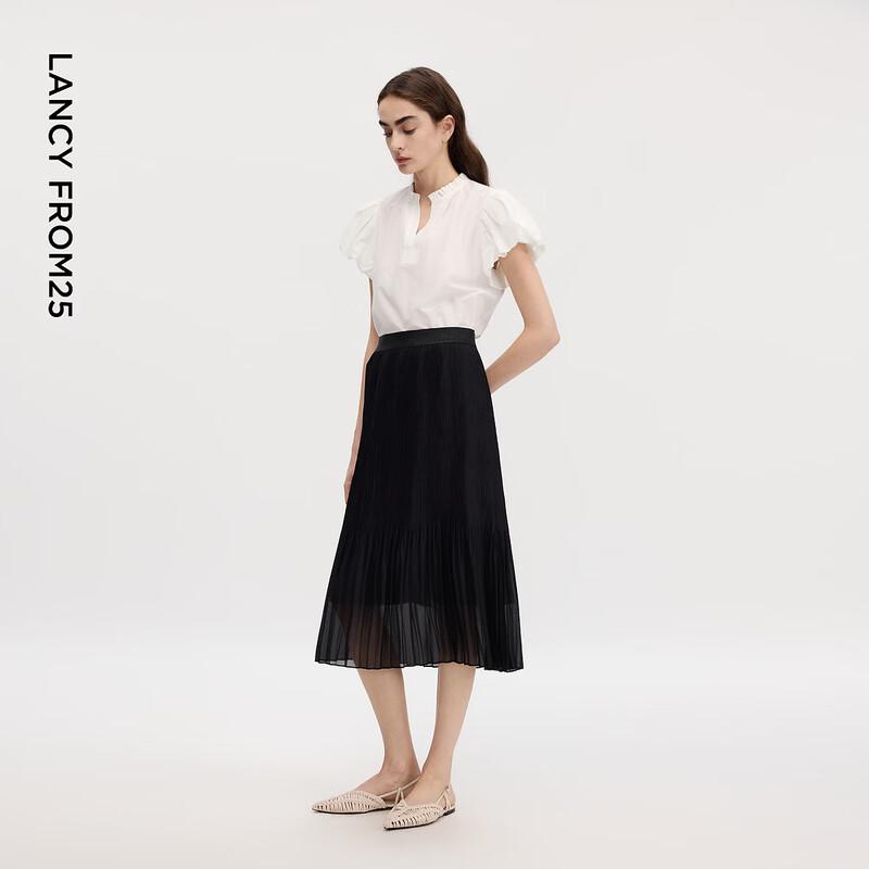 Lanzhi Pleated A-line Midi Skirt