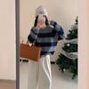 Lazy Wind Autumn and Winter Striped Pullover for Women's Autumn and Winter New Wear Loose Knitted Sweater for Women