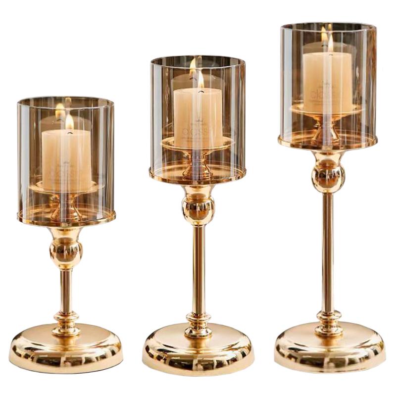 1 STK Kerzenlicht für Mittelstück Kerzenhalter Abendessen Foto-Requisiten Metall Glas Kerzenständer Europäische Heimdeko