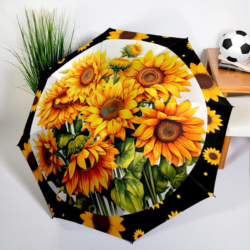 Retro Sunflowers Umbrella Automatic Open/close, Sturdy Iron Frame & 8-Rib Struct, Umbrella for Women & Men, Valentine's Day Gift