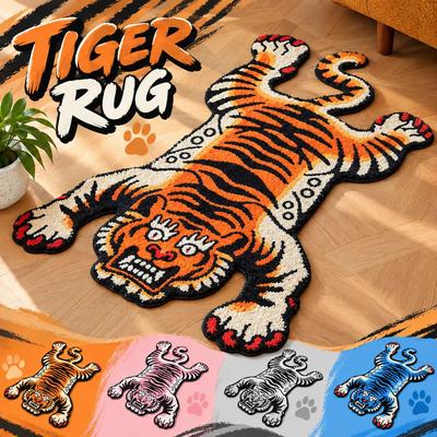 Non-Slip Tiger Area Rug Imitation Cashmere Cartoon Carpet Soft Home Decor Carpet  Bedrooms