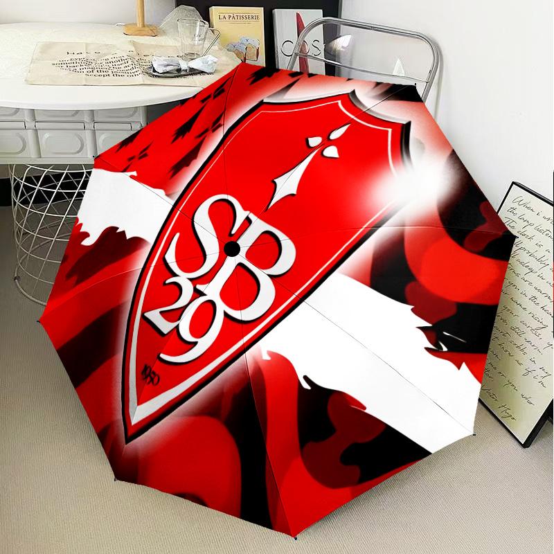 Sb29 Badge Emblem Automatic Folding Umbrella - 8-Rib Travel Umbrella with Auto Open/Close & Portable Gifts for holidays or birthdays