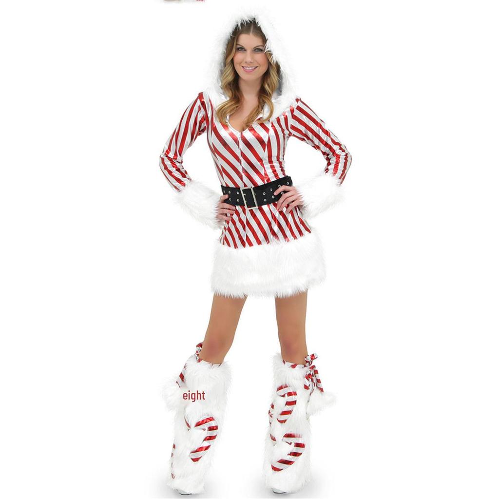 Sexy Weihnachtsmann Gestreifter Weihnachts-Body für Erwachsene