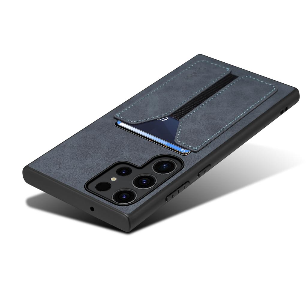 DENIOR Für Samsung Galaxy S24 Ultra Handyhülle Elastischer Kartenhalter PU-Leder Rückabdeckung