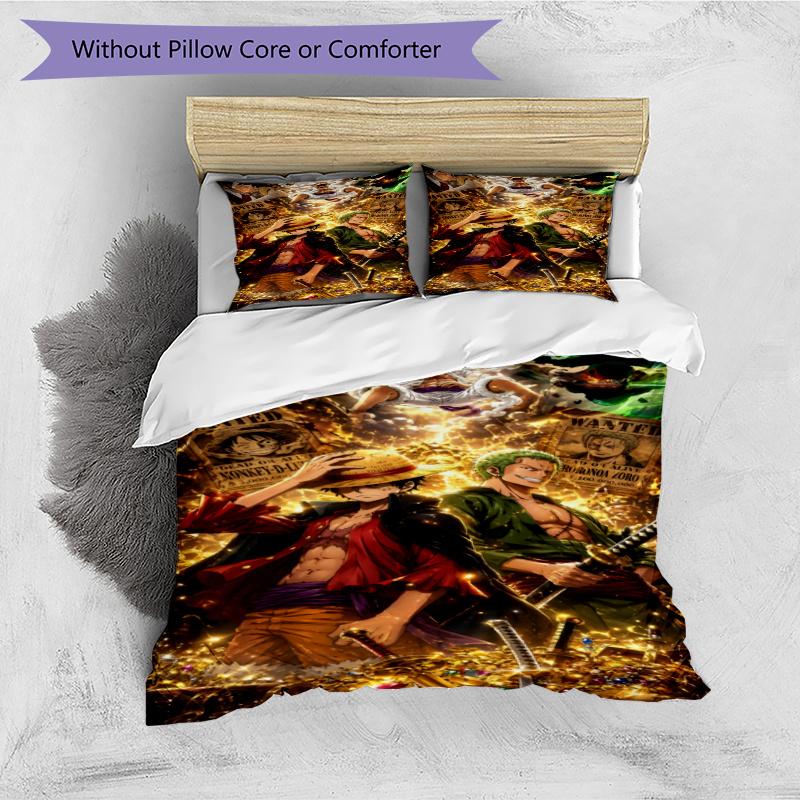 3pcs Duvet Cover Set (1*Duvet Cover + 2*Pillowcase, Without Core), Roronoa Zoro Print Bedding Set, Bedroom Decor, All‑Season, Gift