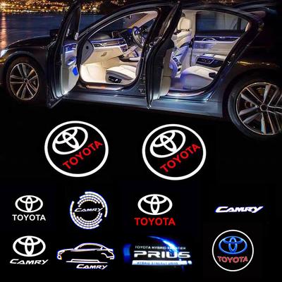 2PCS Car LED Welcome Lamp with Logo Door Ghost Shadow Light Laser Projector for Toyota PRADO Camry Corolla Rav4 Prius