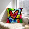 Artist Romero Britto Cushion Cover Natural Linen Pillowcase Set AllinOne Decor for Sofa Bedroom  Chair