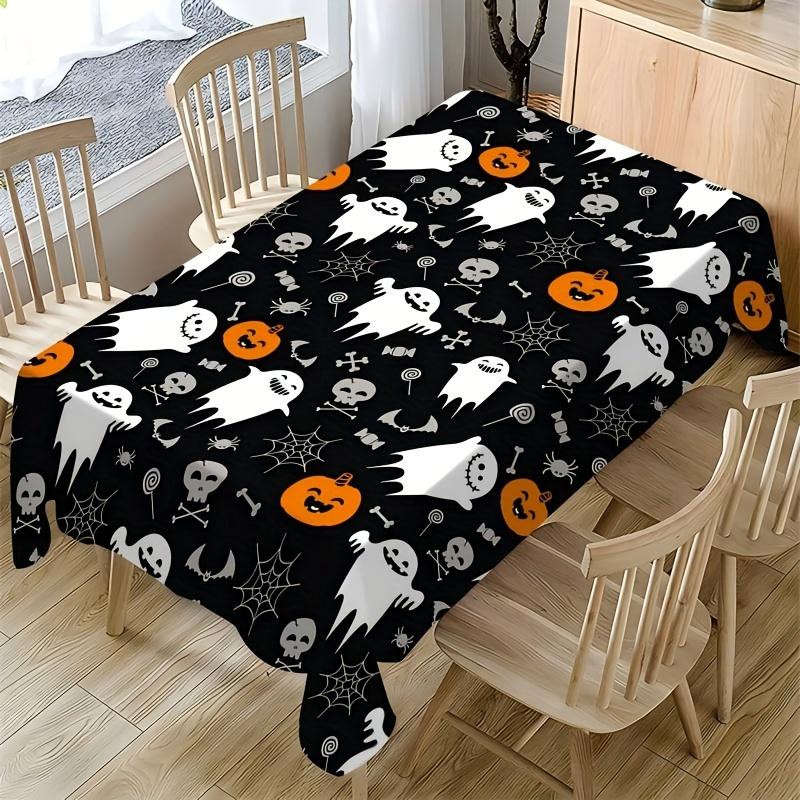 Halloween Pumpkin Spider Web Waterproof Tablecloth Table Decor Reusable Farmhouse Kitchen Dining Table Cloth Halloween Decor