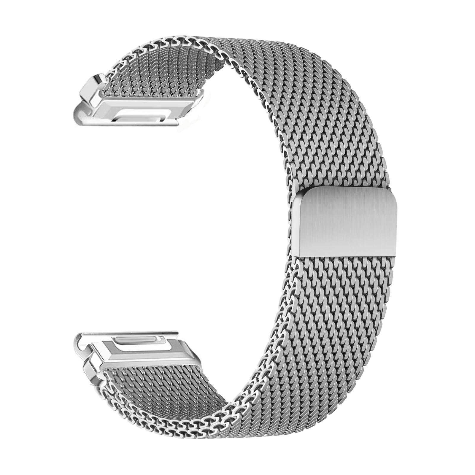 

26mm 22mm Quick Fit Strap For Garmin Fenix 8 7 Pro 7S 6X 6 5Plus Venu 3 Tactix 7 Milanese loop bracelet correa Fenix 8 7X band QuickFit 22mm серебряный