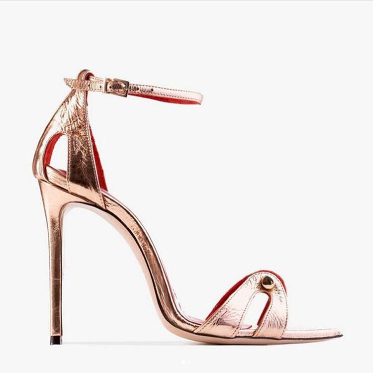 Fashion Roman Strap Slim High Heels Fashion Sandals 2024 New Women's Summer Sexy Pointed Metal Buckle Runway High Heel Sizes 35-45