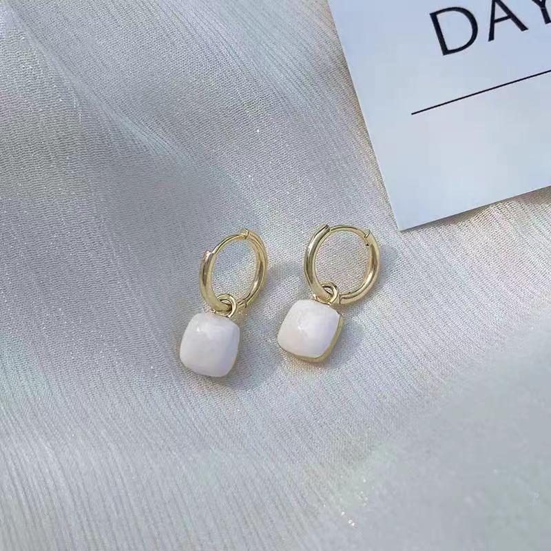 Elegant Red Drip Glaze Square Earrings - Versatile, High-End, and Lightweight Luxury