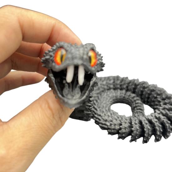 3D Printed Snake Articulated Toy, Flexible Jointed Serpent Figurine, Realistic Fidget Stress Reliever for Adults, Office Desk Decor Gift