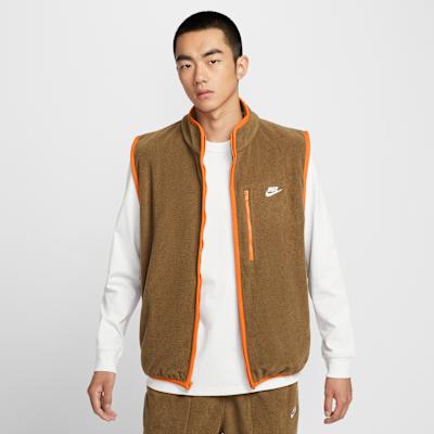 Nike Vests Men s Moss Wood Brown/Campfire Orange/White Stand Collar Ot S