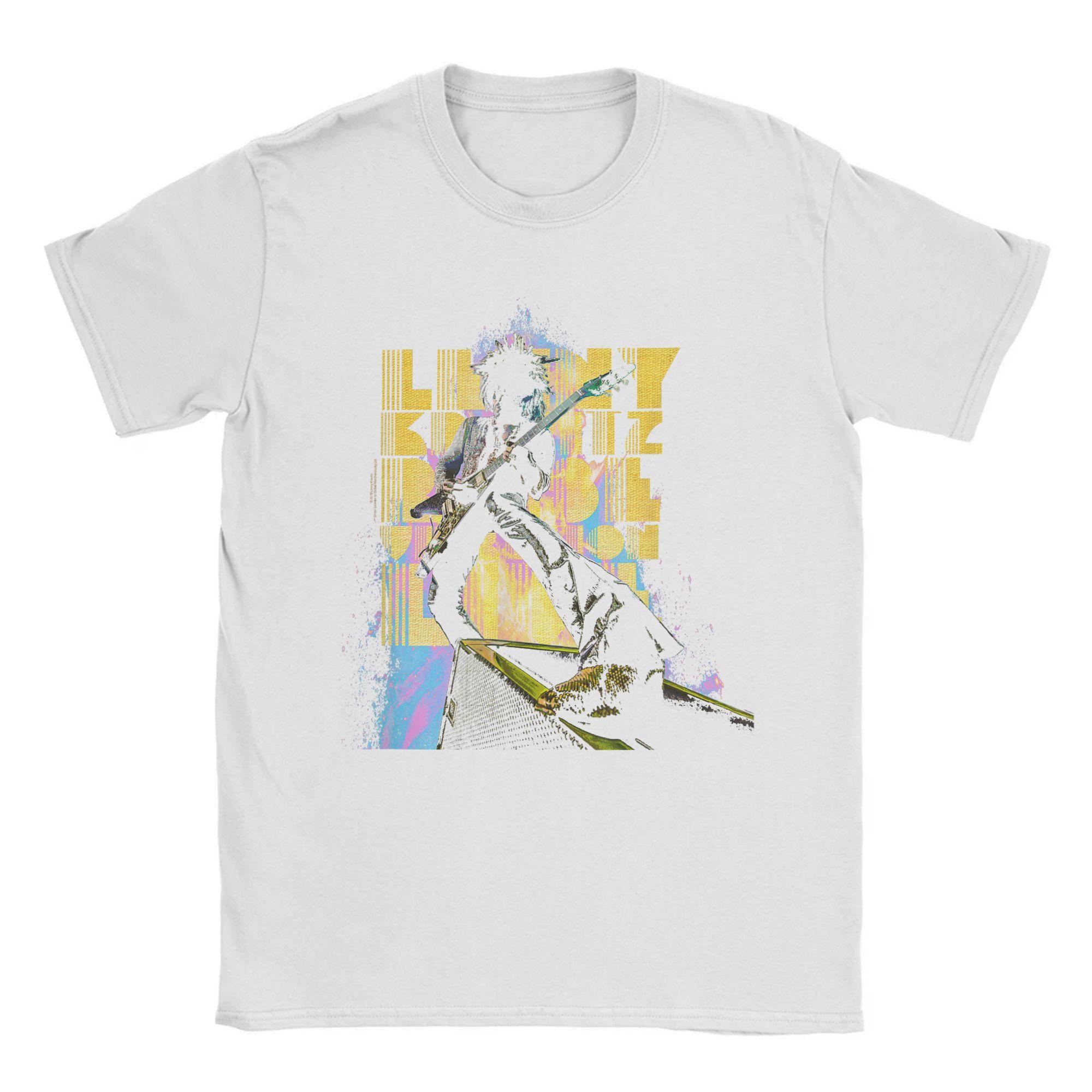 

Смішні футболки з живим фото Ленні Кравіца для чоловіків, футболка з круглим вирізом з чистої бавовни, футболка рок-співака з коротким рукавом, графічний мерч L білий