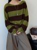 Youge Autumn Korean Striped Loose Sweater - Round Neck Pullover