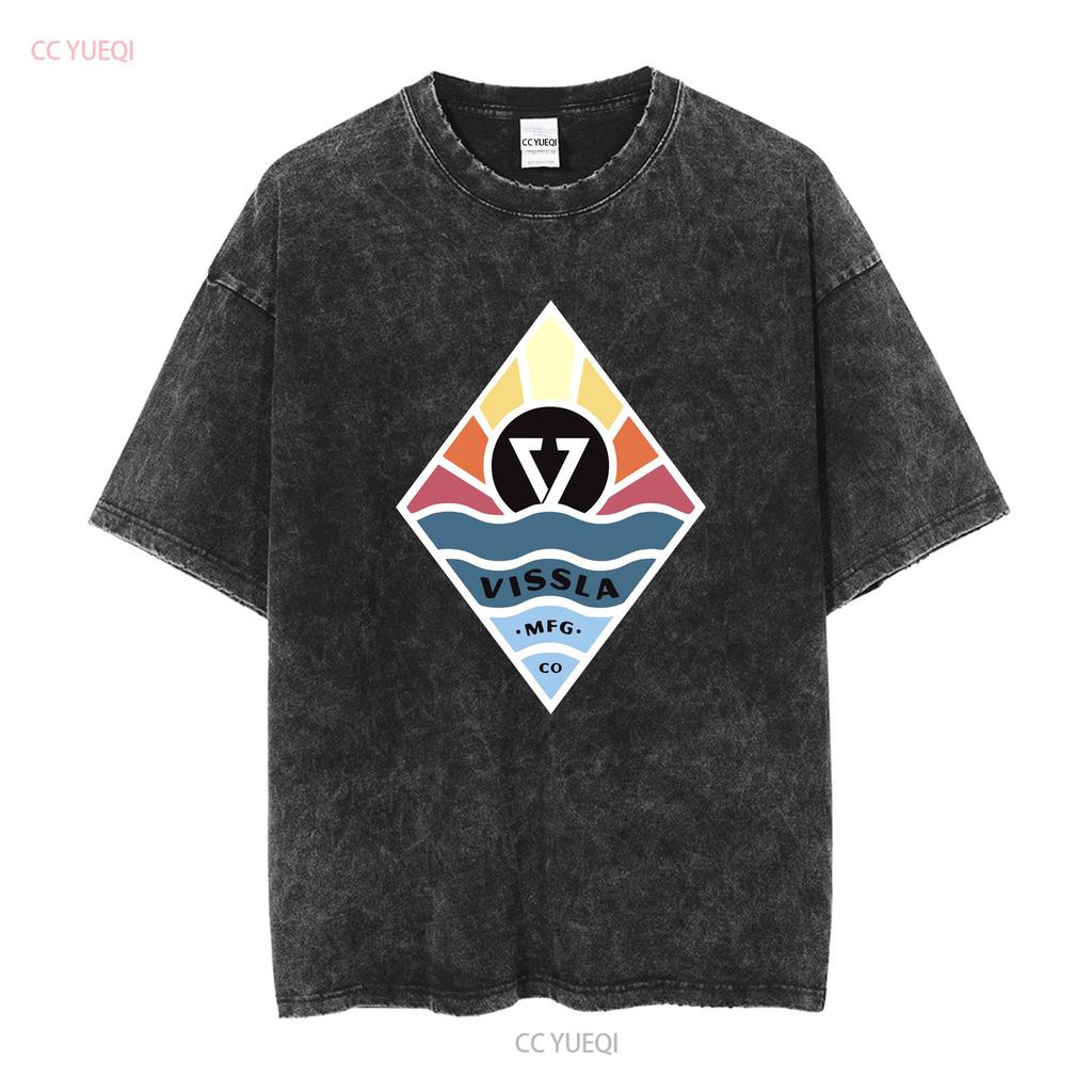 VISSLA Black 2 Sided Logo T Shirt A Grade Mens Size Large vintage Washed Stretched fashion streetwear Comfortable Unisex