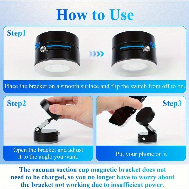 Vacuum Magnetic Car Phone Holder Magnet Suction Wall Bracket for iPhone 16 15 14 13 Pro Max Retractable Adjustable Mobile Stand