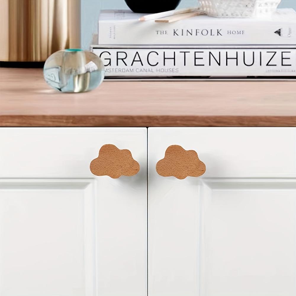 4/8 Stück Böhmische Kommodenknöpfe, Natürliche Buchenholz Schubladenknöpfe, Wolkenförmige Holz-Kommodengriffe mit Schrauben für Schränke, Möbel, Schubladen