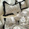 1.5/1.8 Korean Style 100% Cotton Fitted Sheet Sets with Lace Flower Print Bedding Set for Seasons Home Bedclothes for Adult Kids
