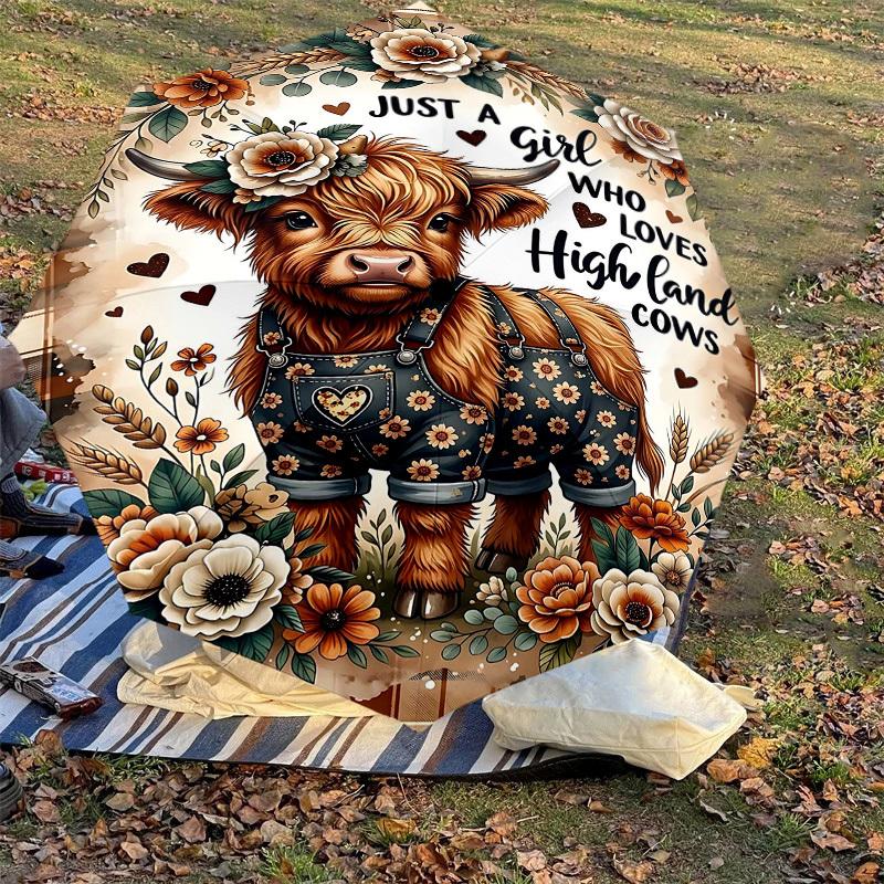 1PC Highland Cows Umbrella-8-Rib Reinforced, Automatic Open, Lightweight & Durable, Fashion Accessory for Outdoor, H0341