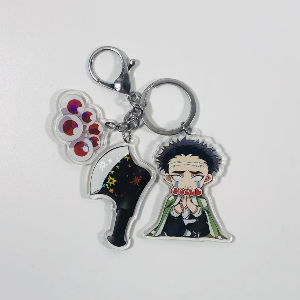 Demon Slayer Keychain Acrylic Charm with Sword Tanjiro Zenitsu Nezuko Anime Cosplay Accessories