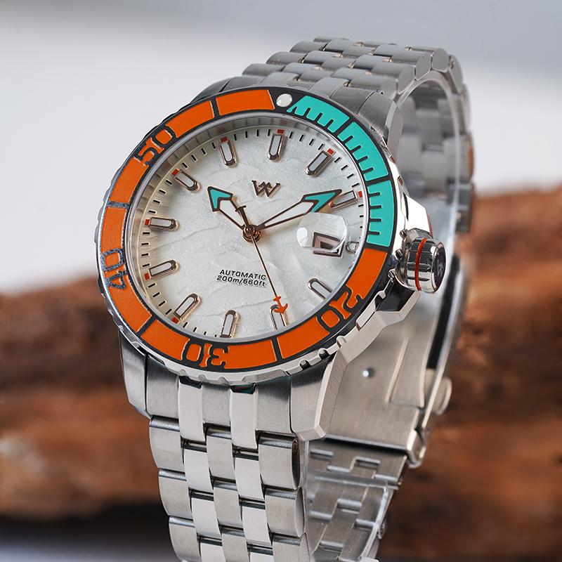 WM Watch Automatic Mechanical Watches NH35 Anti-reflective 200 Water Resistant Sapphire Crystal Welly Merck Watch WM206M