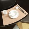 Artificial Leather Placemats Oil Resistant Chinese Style Engraved Flower Pattern Fan-Shaped Placemats Dining Table Decor