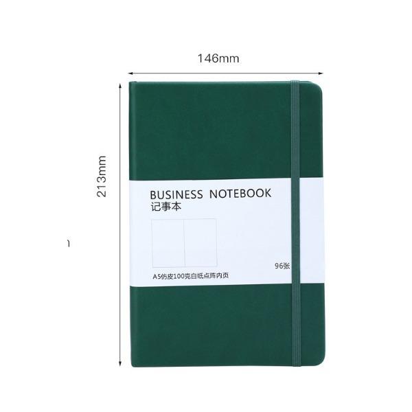 

Блокнот А5 на резинке, утолщенный, из искусственной кожи, блок в точку, твердая обложка, ежедневник, для бизнеса, для офиса зелёный