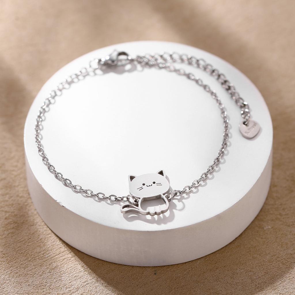 Geometric Animal Bracelet Featuring Dog Cat Owl And Dolphin Charms Minimalist Fashion Jewelry
