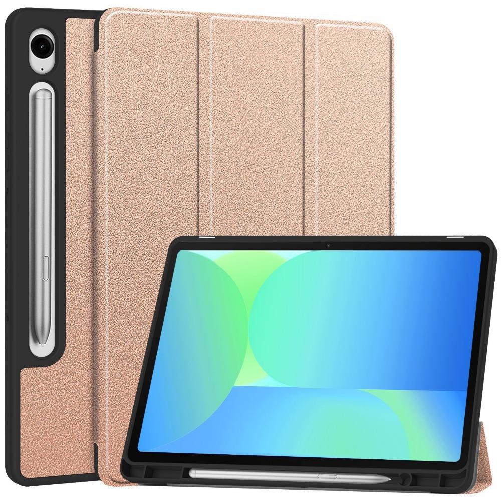 

Чехол из искусственной кожи для Samsung Tab S10FE S9FE S9 SM-X520 X516T с подставкой и держателем для ручек, 3-складной чехол Tab S9/S9 FE 11 SM-X510 розового золота
