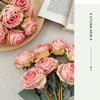 7PCS/Bundle 7 Head Rose Artificial Flower Silk Petals Faux Flower  Desktop Ornament