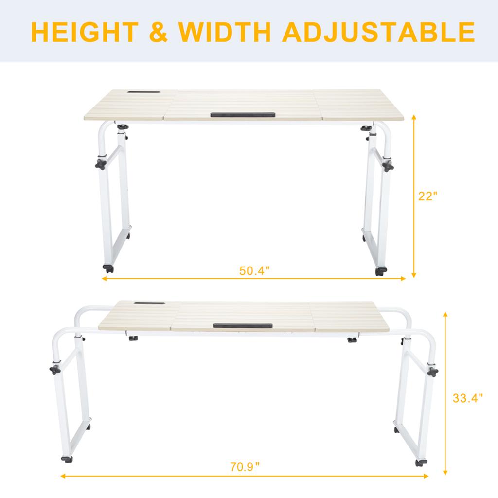 Escritorio Multifuncional Ajustable Sobre la Cama Mesa de Estudio Plegable (Blanco)