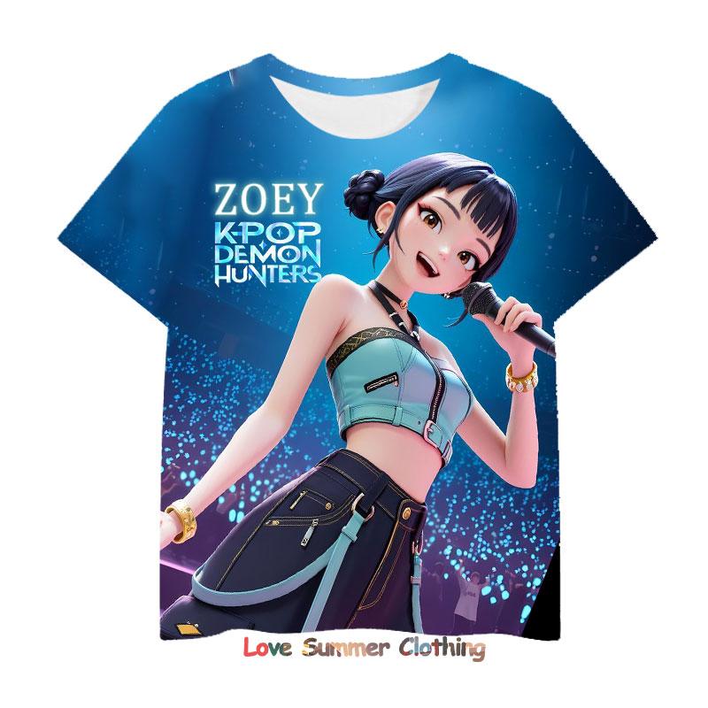 

Футболка Kpop Мисливці на демонів 3D для дівчаток і хлопчиків з коротким рукавом 4-14 років Футболка Аніме Дитячий одяг Huntrix Тигр Хараджуку Топи Футболка Подарунки children-140