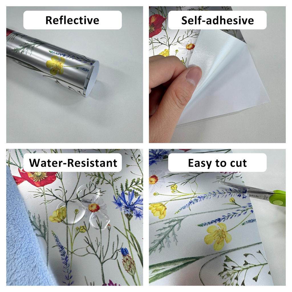 Watercolor Meadow Floral Wallpaper Peel and Stick Wildflowers Self Adhesive Removable Wallpaper for Bathroom Kitchen Cabinets