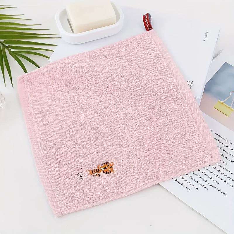 10pcs Pure Cotton 32 thread Small Square Towel 25*25 Cartoon Embroidery Plain Color Hook Square Towel